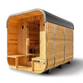 Outdoor Sauna Built for Year-Round Use, 4-6 Person Cedar Cube, Electric Heater, WiFi Control, LED Lighting