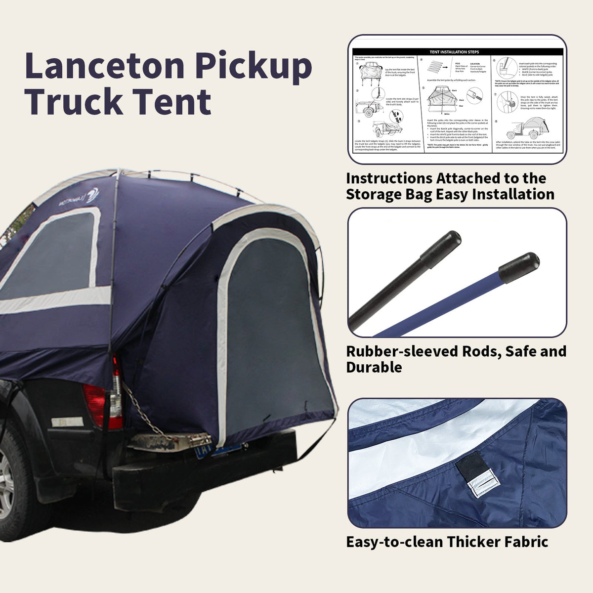 Lanceton Pickup Truck Tent for 5.5-6.5 ft Beds