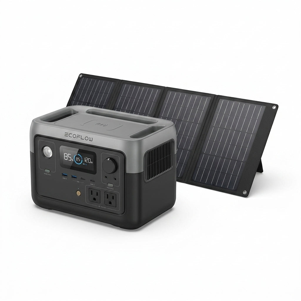 245Wh River 3 Power Station with 60W Solar Panel, 300W Output/Surge 600W, LFP Power Station, Home Backup, Camping — Studio Shot