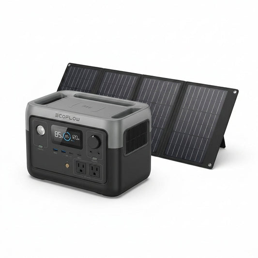 245Wh River 3 Power Station with 60W Solar Panel, 300W Output/Surge 600W, LFP Power Station, Home Backup, Camping — Studio Shot