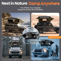 Naturnest Rooftop Tent Hard Shell, Great View and Ventilation Tent for 2 Person Camping, Waterproof Uv-Resistant Blackout Privacy 4 Season Tent for Truck, Jeep, SUV, Van, Trailer - Orion 1