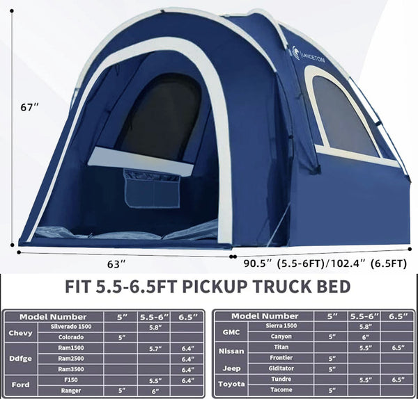 Lanceton Pickup Truck Tent for 5.5-6.5 ft Beds