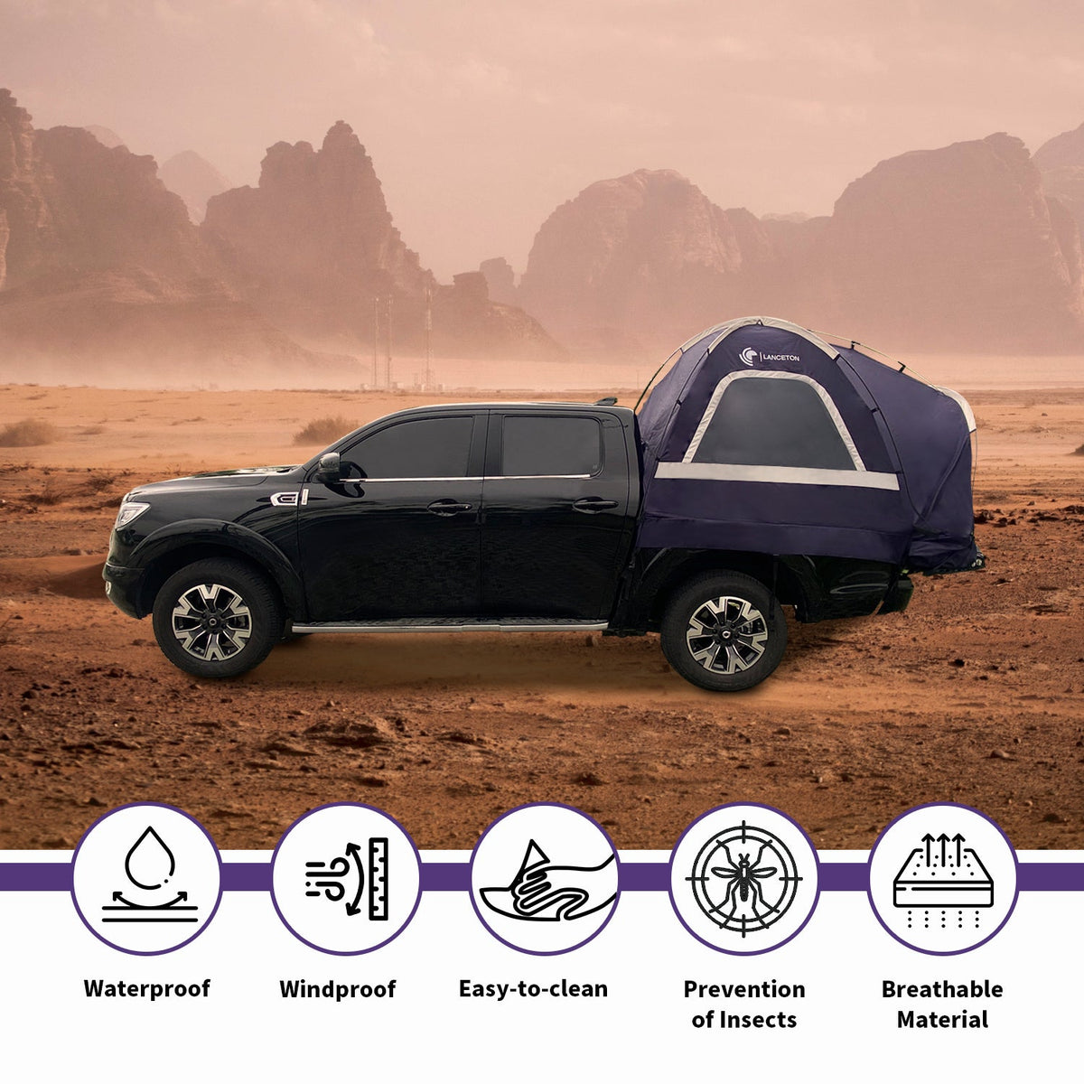 Lanceton Pickup Truck Tent for 5.5-6.5 ft Beds