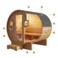 Outdoor Traditional Barrel Sauna | 4-6 Person Wood Sauna, Steam and Wet Sauna with 220V with 6KW Electric Heater, Sauna Stone — How It Works