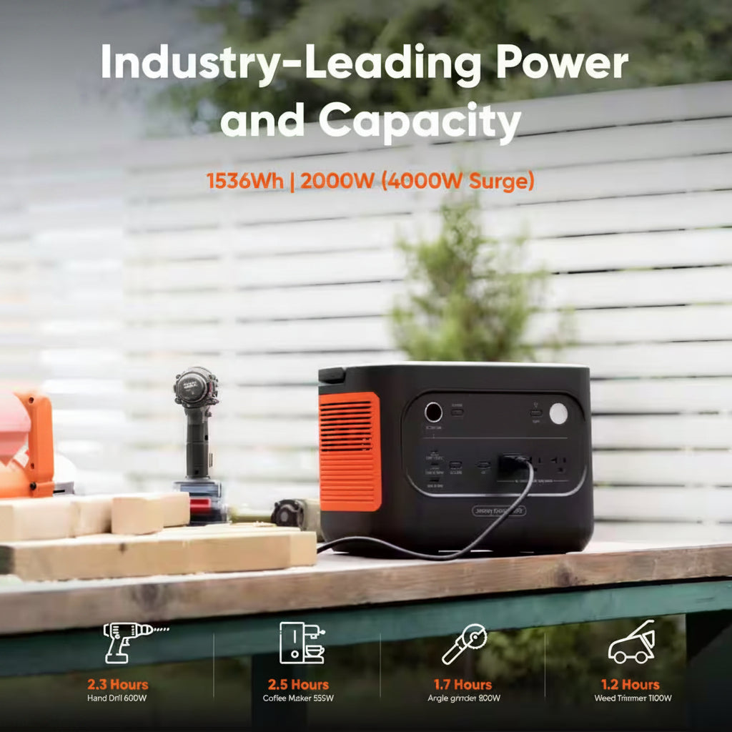 2000W/4000W Peak Output Push Button Start Battery Generator Portable Power Station Explorer 1500 V2, Outdoors and Home