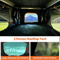 Naturnest Rooftop Tent Hard Shell, Great View and Ventilation Tent for 2 Person Camping, Waterproof Uv-Resistant Blackout Privacy 4 Season Tent for Truck, Jeep, SUV, Van, Trailer - Orion 1