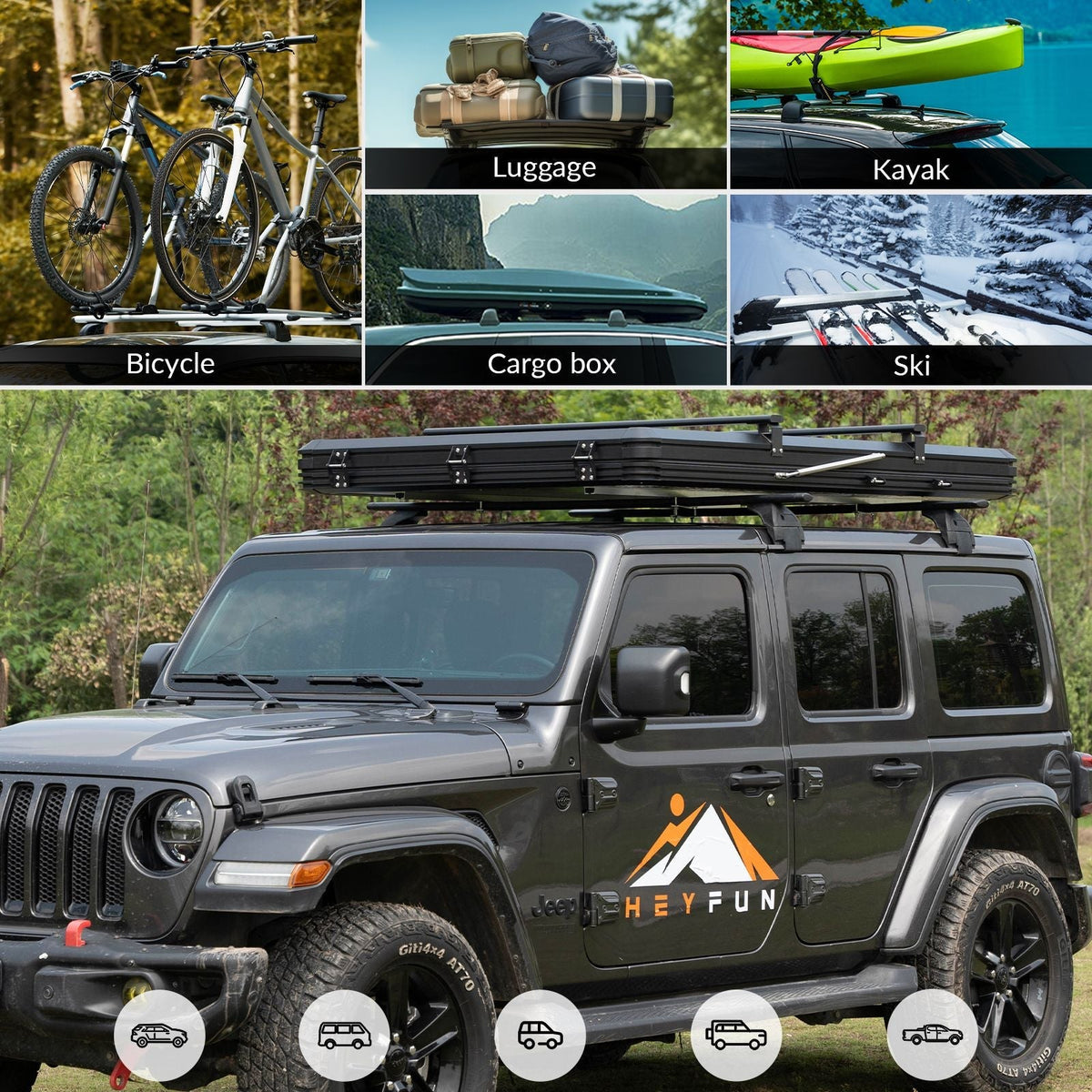 Adventurer Plus Rooftop Tent Hardshell with Side Awning, Air Conditioner Outlet with Bracket, & Replaceable Rain Flies, Truck Bed Tent for Camping, Pop Up Overland Roof Tents