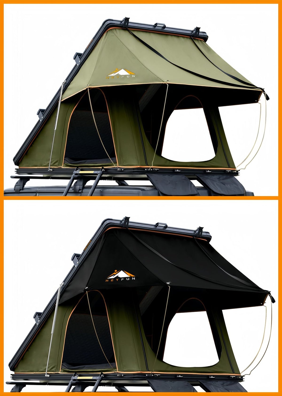 Adventurer Plus Rooftop Tent Hardshell with Side Awning, Air Conditioner Outlet with Bracket, & Replaceable Rain Flies, Truck Bed Tent for Camping, Pop Up Overland Roof Tents