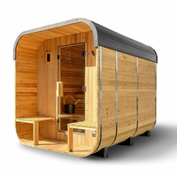 Outdoor Sauna Built for Year-Round Use, 4-6 Person Cedar Cube, Electric Heater, WiFi Control, LED Lighting
